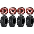 thumbnail image 1 of Raceline Krank 14" Red Wheels 27" Mud Lite II Tires Can-Am Maverick X3 / Honda Pioneer 1000 / Talon, 1 of 4