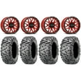 thumbnail image 1 of Raceline Krank 14" Red Wheels 28" BigHorn 2.0 Tires Can-Am Maverick X3 / Honda Pioneer 1000 / Talon, 1 of 5