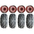 thumbnail image 1 of Raceline Krank 14" Red Wheels 28" MotoClaw Tires Sportsman RZR Ranger, 1 of 4