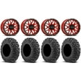 thumbnail image 1 of Raceline Krank 14" Red Wheels 28" MotoVator Tires Kawasaki Mule Pro FXT, 1 of 4