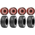 thumbnail image 1 of Raceline Krank 14" Red Wheels 28" Rampage Tires Can-Am Commander Maverick Renegade Outlander Defender, 1 of 4