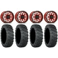 thumbnail image 1 of Raceline Krank 14" Red Wheels 28" Versa Cross V3 Tires Sportsman RZR Ranger, 1 of 4