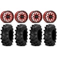 thumbnail image 1 of Raceline Krank 14" Red Wheels 30" Cryptid Tires Can-Am Maverick X3 / Honda Pioneer 1000 / Talon, 1 of 4