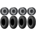 thumbnail image 1 of Raceline Krank 14" Wheels Black +38mm 28" MotoRally Tires Sportsman RZR Ranger, 1 of 4