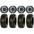 thumbnail image 1 of Raceline Krank 14" Wheels Black +38mm 30" Rip Saw Tires Kawasaki Mule Pro FXT, 1 of 4