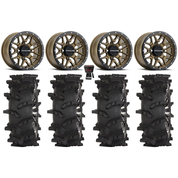 Raceline Krank 14" Wheels Bronze 28" Outlaw Max Tires Sportsman RZR Ranger