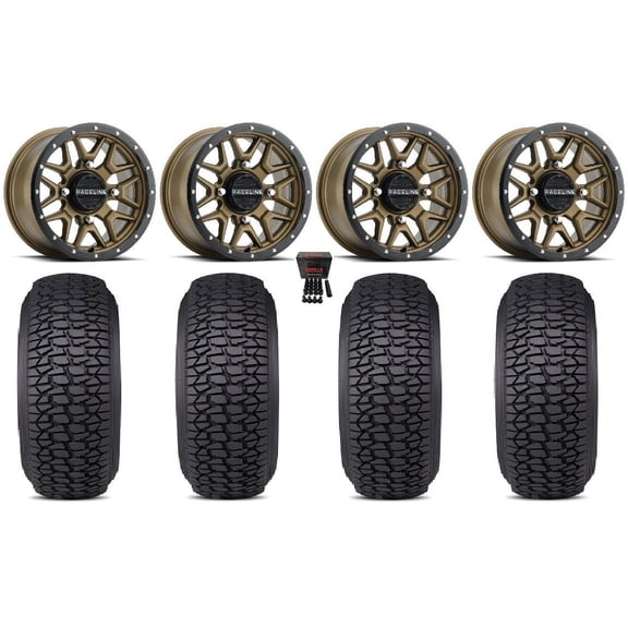 Raceline Krank 14" Wheels Bronze +38mm/+10mm 30" Regulator 2 Tires Can-Am Defender