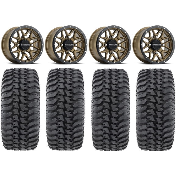 Raceline Krank 14" Wheels Bronze +38mm/+10mm 32" Regulator Tires Can-Am Defender