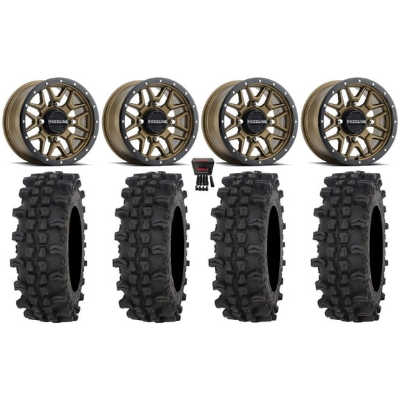 Raceline Krank 14" Wheels Bronze +38mm 27" ACP Tires Sportsman RZR Ranger