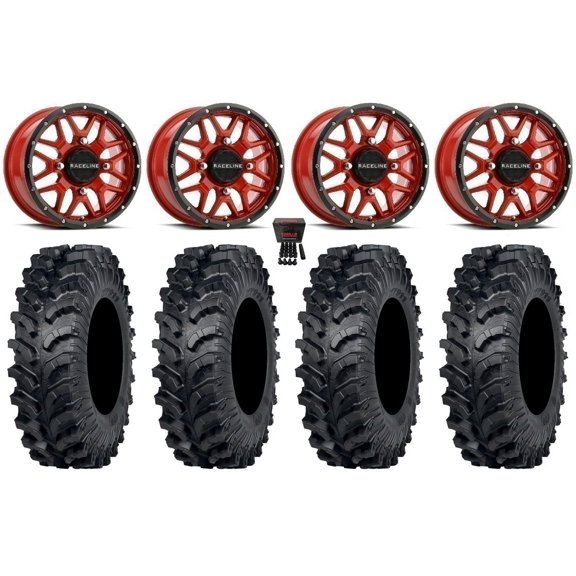 Raceline Krank 14" Wheels Rd +38mm 32" MT911 Tires Sportsman RZR Ranger