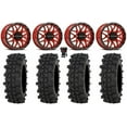 thumbnail image 1 of Raceline Krank 14" Wheels Red 27" ACP Tires Can-Am Commander Maverick Renegade Outlander Defender, 1 of 4