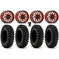thumbnail image 1 of Raceline Krank 14" Wheels Red 28" Warrior XT Tires Kawasaki Mule Pro FXT, 1 of 4