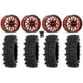 thumbnail image 1 of Raceline Krank 14" Wheels Red +38mm 28" ACP Tires Sportsman RZR Ranger, 1 of 4