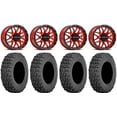 thumbnail image 1 of Raceline Krank 14" Wheels Red +38mm 28" Coyote Tires Kawasaki Mule Pro FXT, 1 of 4