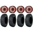 thumbnail image 1 of Raceline Krank 14" Wheels Red +38mm 28" Klever X/T Tires Sportsman RZR Ranger, 1 of 4