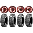 thumbnail image 1 of Raceline Krank 14" Wheels Red +38mm 28" Liberty Tires Sportsman RZR Ranger, 1 of 4