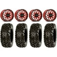 thumbnail image 1 of Raceline Krank 14" Wheels Red +38mm 28" Rip Saw Tires Polaris RZR XP 1000 / PRO XP / Ranger XP 900/1000, 1 of 4