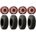 thumbnail image 1 of Raceline Krank 14" Wheels Red +38mm 32" BFG KM3 Tires Kawasaki Mule Pro FXT, 1 of 4