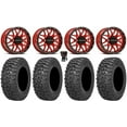 thumbnail image 1 of Raceline Krank 14" Wheels Red +38mm 32" Trail Saw 2.0 Tires Sportsman RZR Ranger, 1 of 4