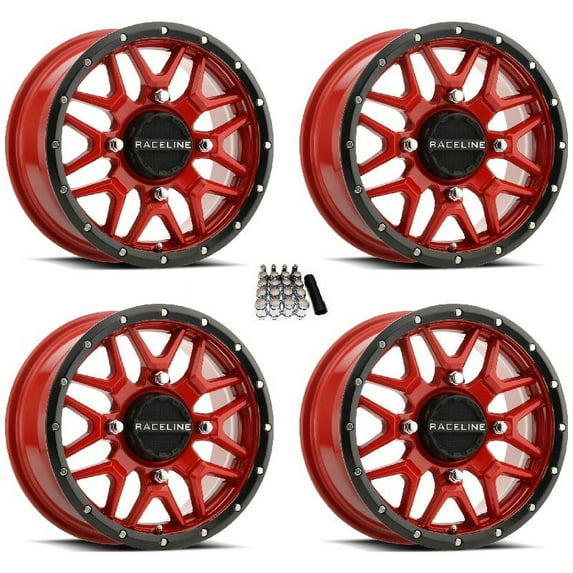 Raceline Krank 15" UTV Wheels/Rims Red Kawasaki Teryx Mule