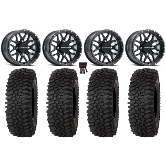 Raceline Krank 15" Wheels Black 32" Roctane STX Tires Sportsman RZR Ranger