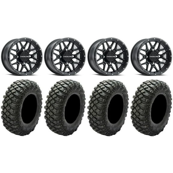 Raceline Krank 15" Wheels Black 33" Crawler XR Tires Sportsman RZR Ranger