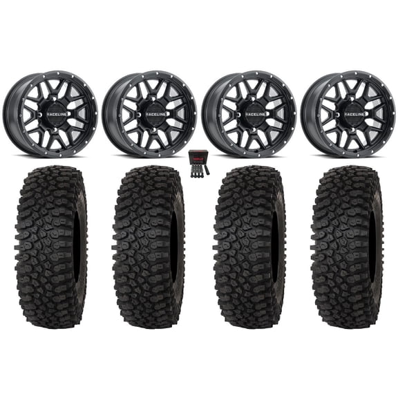 Raceline Krank 15" Wheels Black 35" Roctane ST Tires Sportsman RZR Ranger