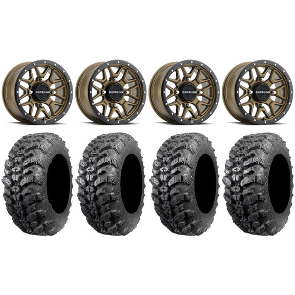 Raceline Krank 15" Wheels Bronze 28" Sniper 920 Tires Can-Am Commander Maverick Renegade Outlander Defender