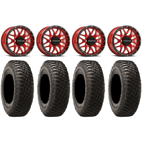 Raceline Krank 15" Wheels Red 30" BFG KM3 Tires Polaris RZR XP 1000 / PRO XP / Ranger XP 900/1000