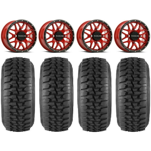 Raceline Krank 15" Wheels Red 32" Desert Series Tires Polaris RZR XP 1000 / PRO XP / Ranger XP 900/1000