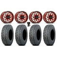 thumbnail image 1 of Raceline Krank 15" Wheels Red 33" Daemon Tires Sportsman RZR Ranger, 1 of 4