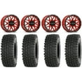 thumbnail image 1 of Raceline Krank 15" Wheels Red 35" BDC Tires Kawasaki Mule Pro FXT, 1 of 4