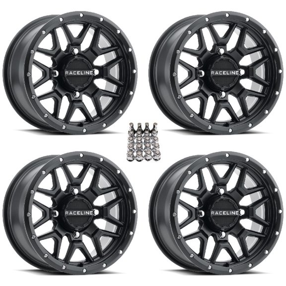 Raceline Krank ATV Wheels +38mm Black 14" Sportsman 550 850 1000