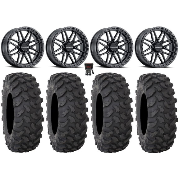 Raceline Krank XL 18" Wheels Black 35" XTR370 Tires Polaris RZR XP 1000 / PRO XP / Ranger XP 900/1000