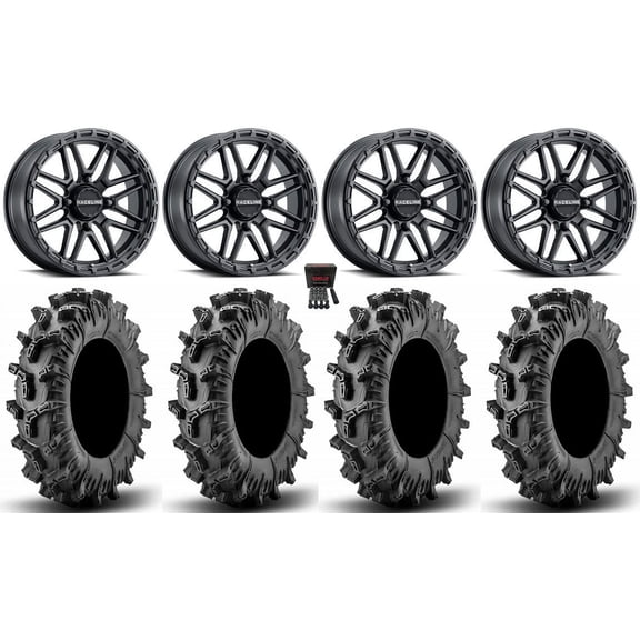 Raceline Krank XL 22" Wheels Black 35" Terminator Max Tires Sportsman RZR Ranger