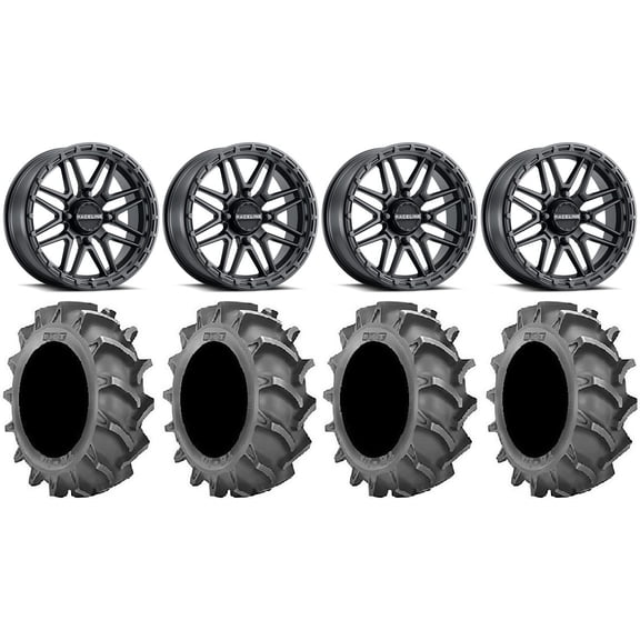 Raceline Krank XL 22" Wheels Black 37x8.3 BKT 171 Tires Sportsman RZR Ranger