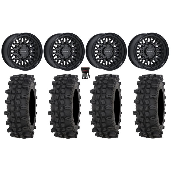 Raceline Omega 14" Wheels Black 27" ACP Tires Sportsman 550 850 1000