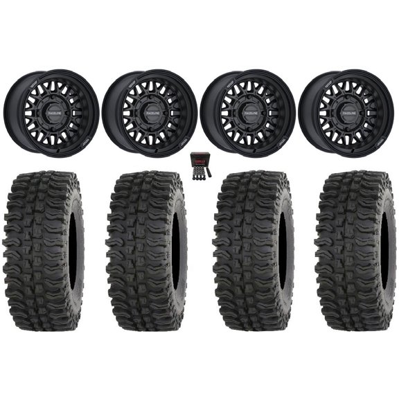 Raceline Omega 14" Wheels Black 28" BDC Tires Sportsman RZR Ranger