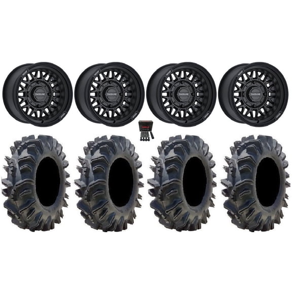 Raceline Omega 14" Wheels Black 29.5" Terminator Tires Can-Am Commander Maverick Renegade Outlander Defender