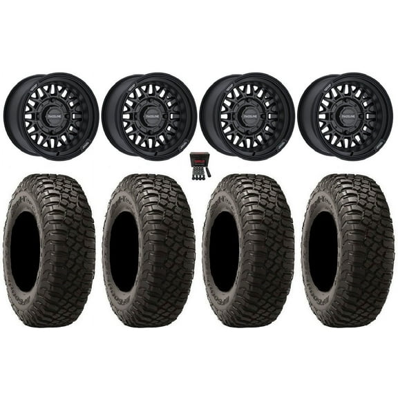 Raceline Omega 14" Wheels Black 30" BFG KM3 Tires Kawasaki Mule Pro FXT