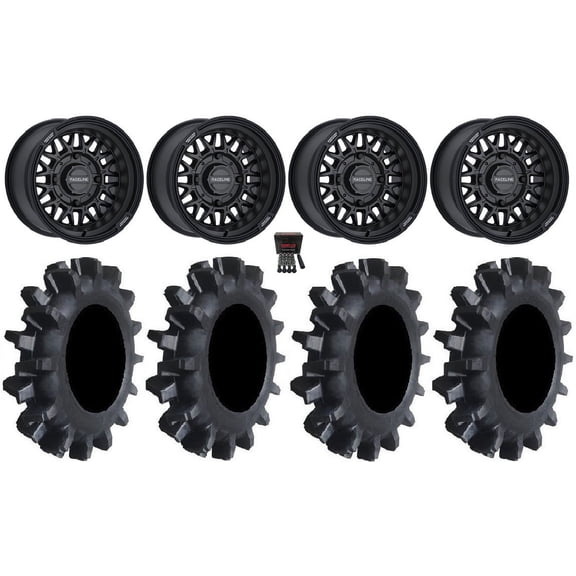 Raceline Omega 14" Wheels Black 30" Interforce II Tires Sportsman RZR Ranger