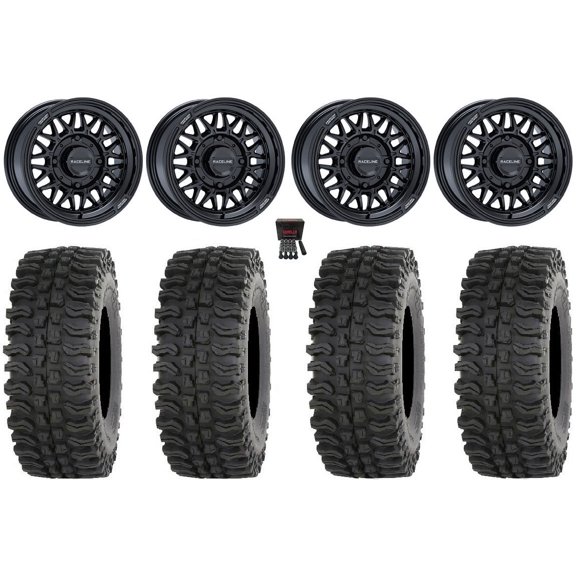 Raceline Omega 15" Wheels Gloss Black 35" BDC Tires Sportsman RZR Ranger