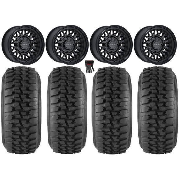 Raceline Omega 15" Wheels Satin Bk 30" Desert Series Tires KawasakiMuleProFXT