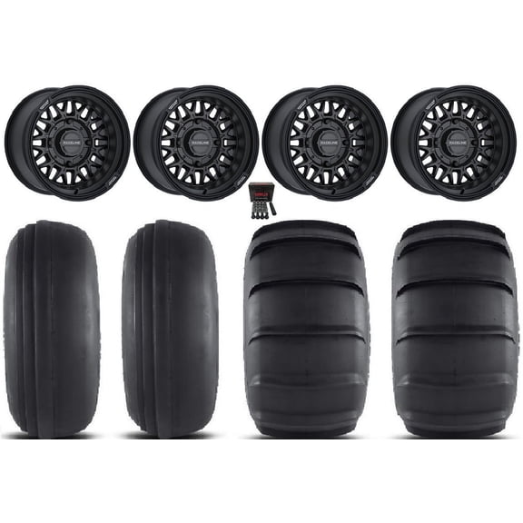 Raceline Omega 15" Wheels Satin Bk 32" Sand Slinger Tires Sportsman RZR Ranger