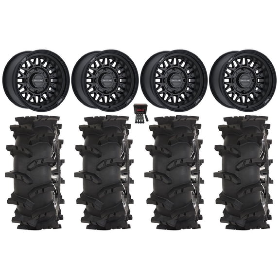 Raceline Omega 15" Wheels Satin Black 33" Outlaw Max Tires Can-Am Maverick X3 / Honda Pioneer 1000 / Talon