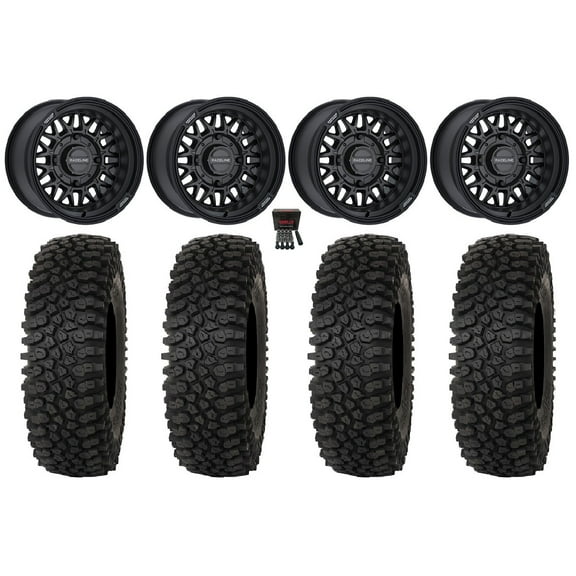 Raceline Omega 15" Wheels Satin Black 33" Roctane ST Tires KawasakiMuleProFXT