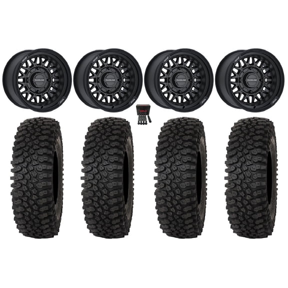 Raceline Omega 15" Wheels Satin Black 35" Roctane ST Tires KawasakiMuleProFXT