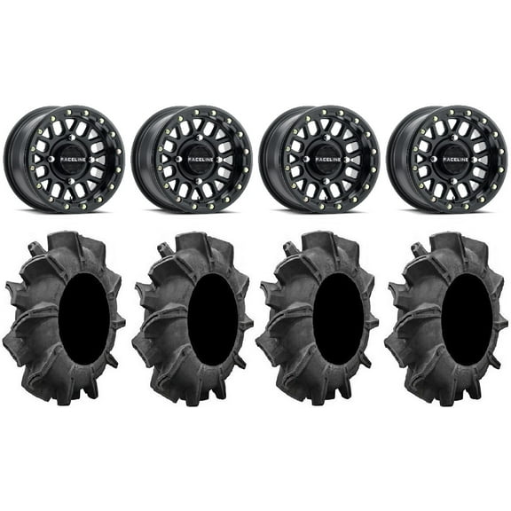 Raceline Pod Bdlk 14" Bk Wheels 29.5" Assassinator Tires Kawasaki Mule Pro FXT