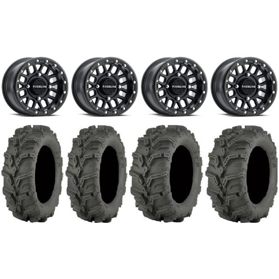 Raceline Podium Bdlk 14" Bk Wheels 27" Mud Lite XTR Tires Can-Am Maverick X3 / Honda Pioneer 1000 / Talon