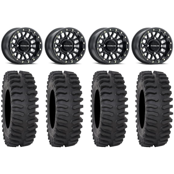 Raceline Podium Bdlk 14" Bk Wheels 27" XT400 Tires Can-Am Maverick X3 / Honda Pioneer 1000 / Talon